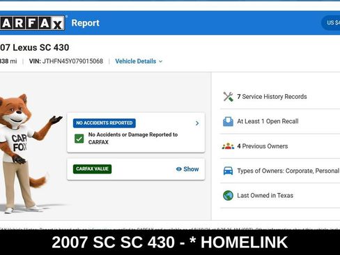 Used 2007 Lexus SC 430 Convertible RWD image 9