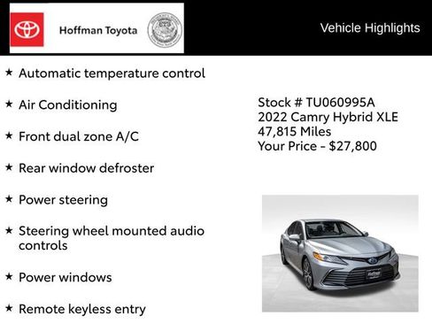 Used 2022 Toyota Camry XLE FWD image 15