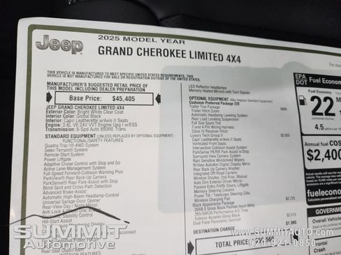 New 2025 Jeep Grand Cherokee Limited w/ Luxury Tech Group II image 40