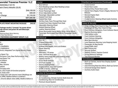 Used 2021 Chevrolet Traverse Premier FWD image 2