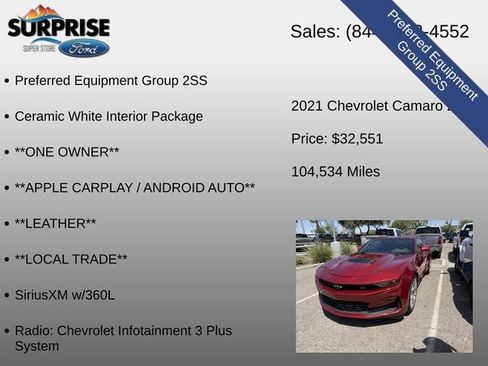 Used 2021 Chevrolet Camaro SS RWD image 7