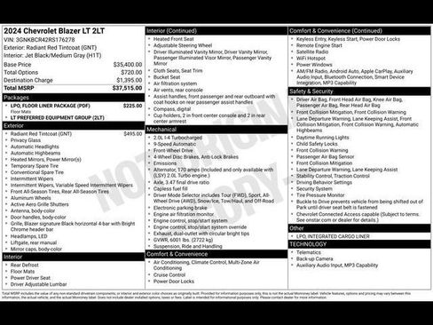 Certified 2024 Chevrolet Blazer LT w/ LPO, Floor Liner Package FWD image 38