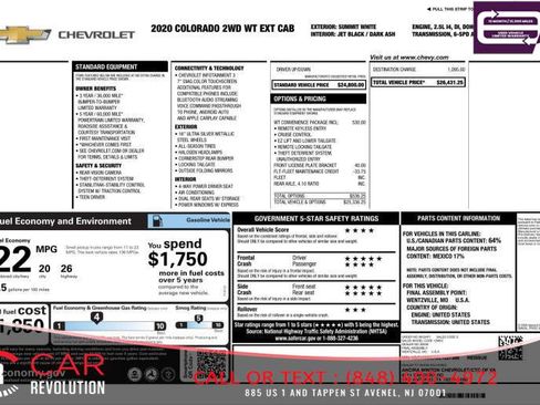 Used 2020 Chevrolet Colorado W/T w/ WT Convenience Package RWD image 3