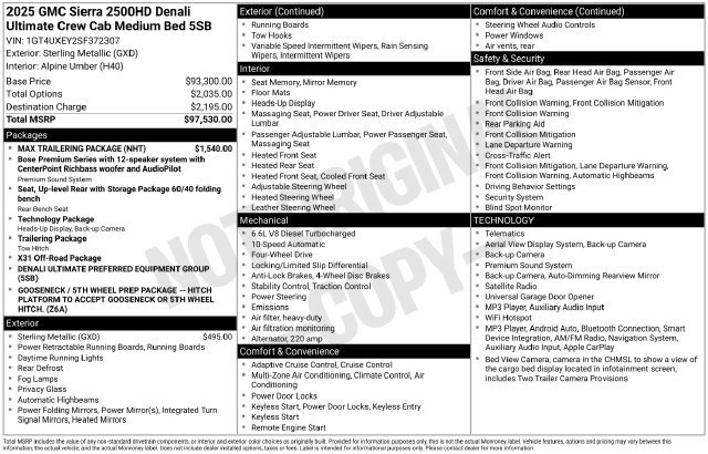 Used 2025 GMC Sierra 2500 Denali Ultimate w/ Max Trailering Package AWD/4WD image 44