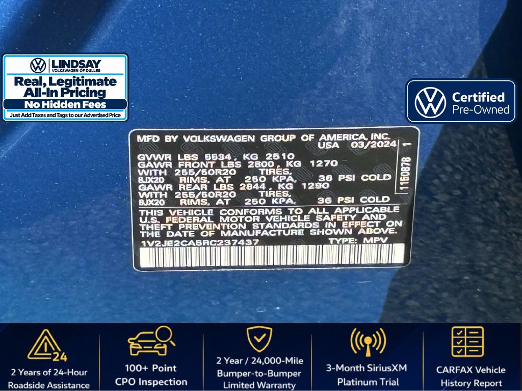 Certified 2024 Volkswagen Atlas Cross Sport SE w/ Panoramic Sunroof Package FWD image 26