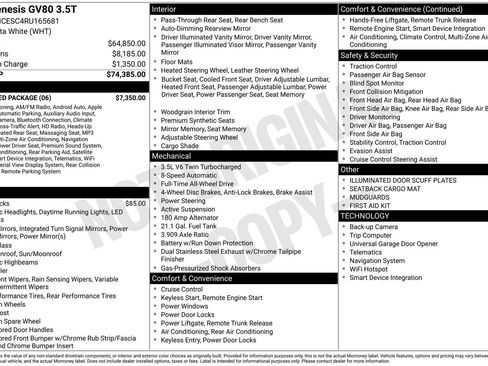 Used 2024 Genesis GV80 3.5T w/ Advanced Package image 54