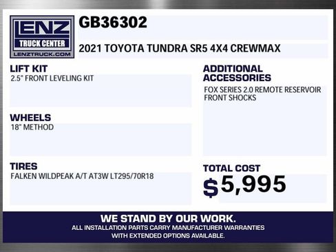 Used 2021 Toyota Tundra SR5 w/ TRD Sport Plus Package AWD/4WD image 2