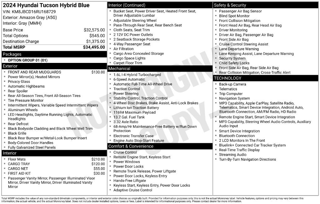 Certified 2024 Hyundai Tucson Blue AWD/4WD image 3