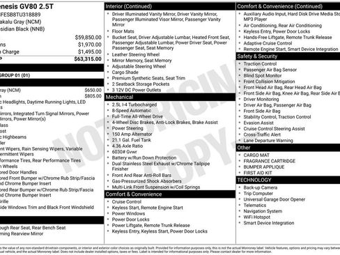 New 2026 Genesis GV80 2.5T AWD/4WD image 3