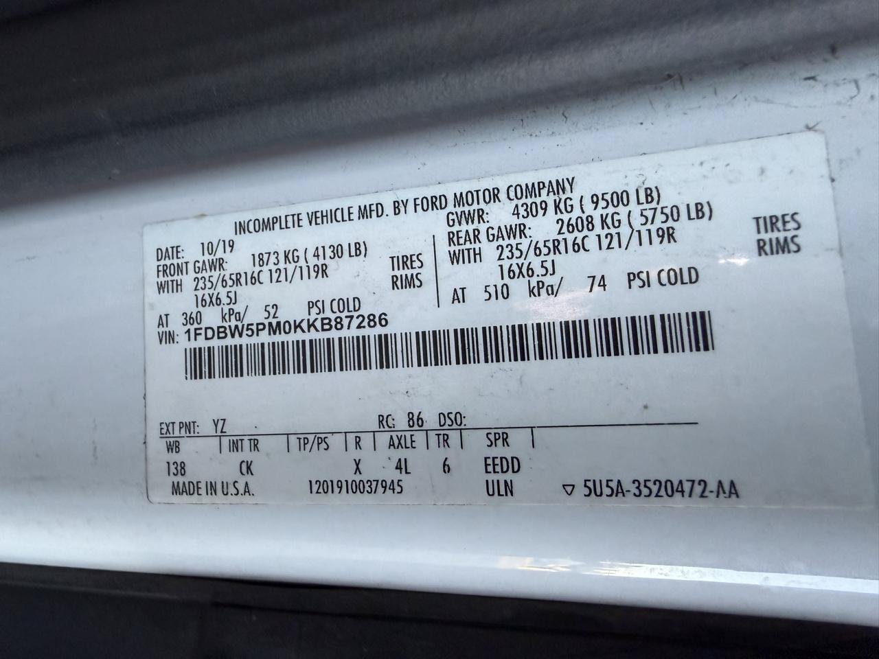 Used 2019 Ford Transit 350 138 w/ Interior Upgrade Package RWD image 11