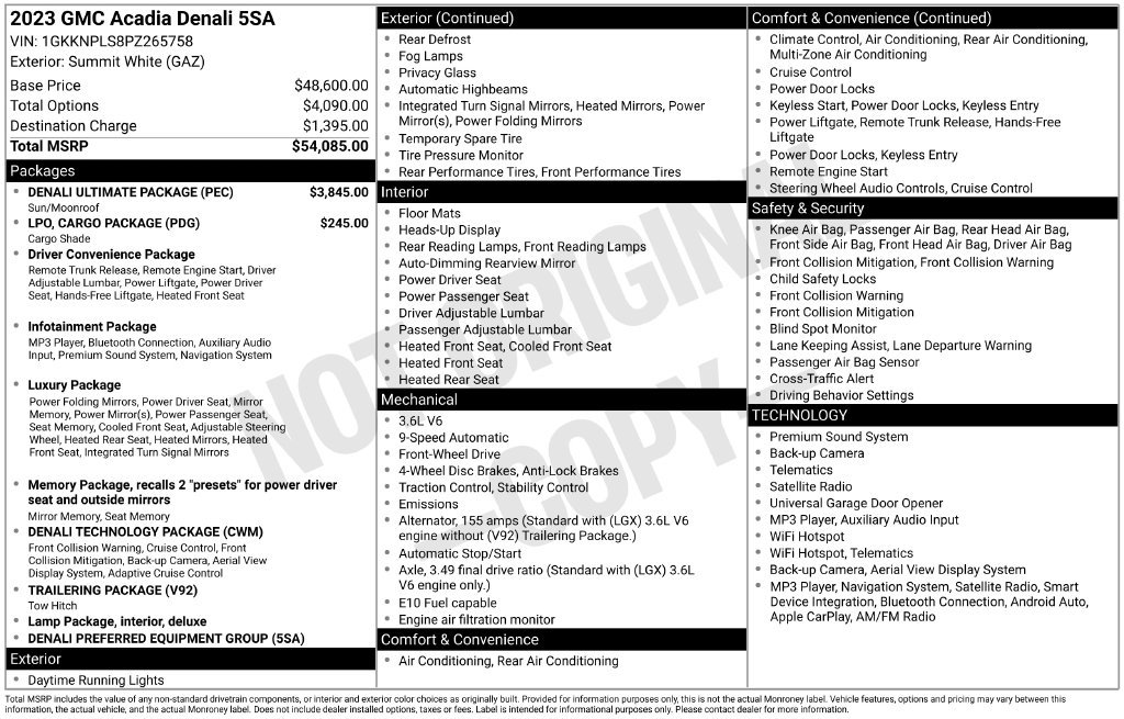 Used 2023 GMC Acadia Denali w/ Denali Ultimate Package FWD image 25