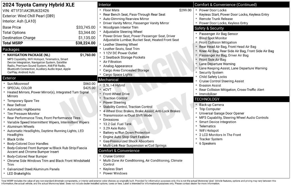 Used 2024 Toyota Camry XLE w/ Navigation Package FWD image 15