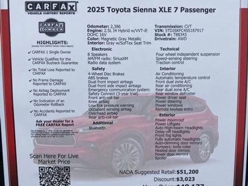 Used 2025 Toyota Sienna XLE w/ XLE Plus Package image 52