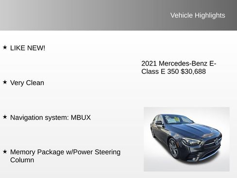 Used 2021 Mercedes-Benz E 350 Sedan w/ Premium Package image 12