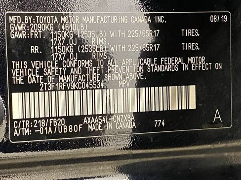 Used 2019 Toyota RAV4 LE w/ All Weather Liner Package AWD/4WD image 24