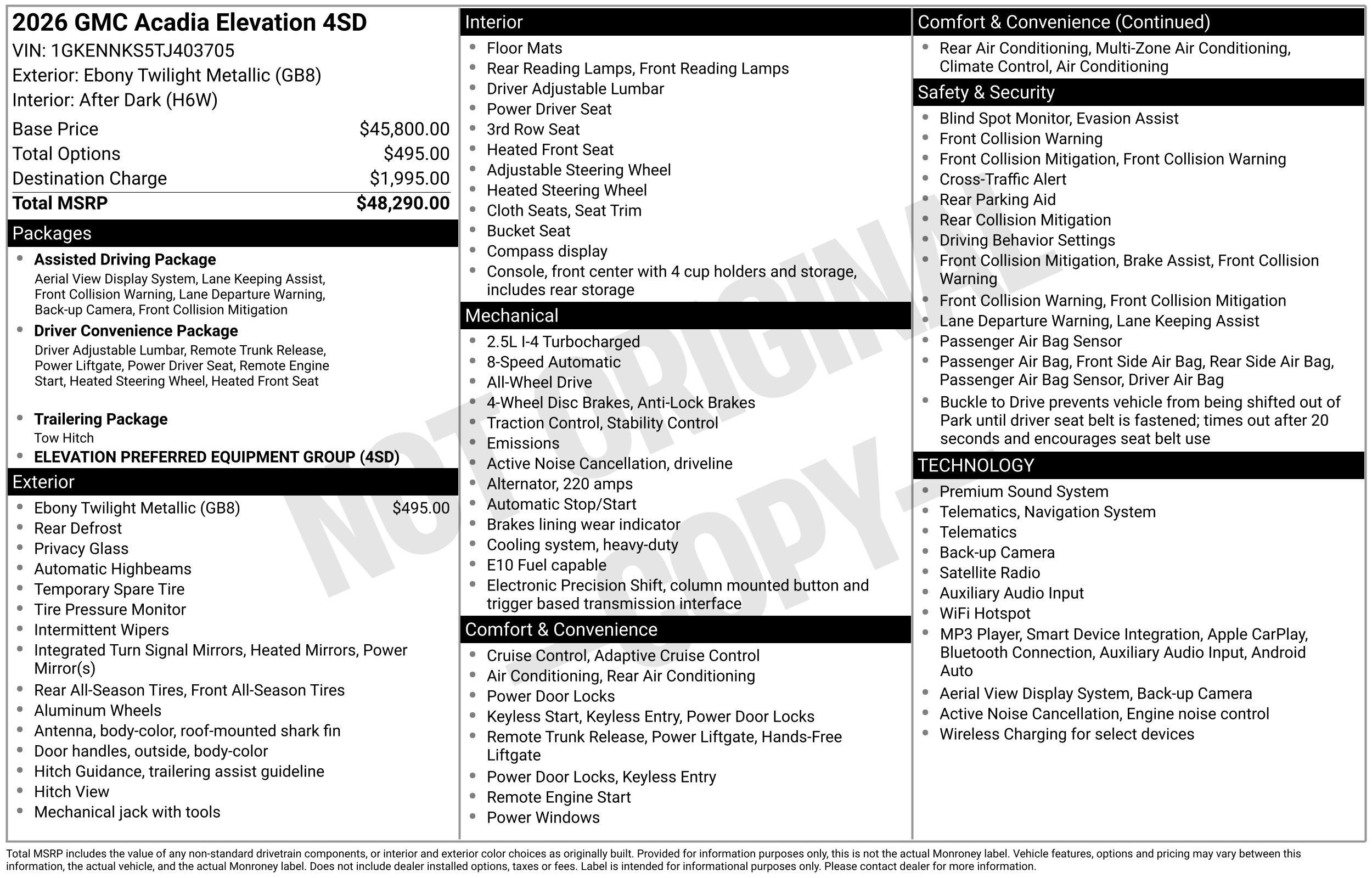 New 2026 GMC Acadia Elevation AWD/4WD image 3