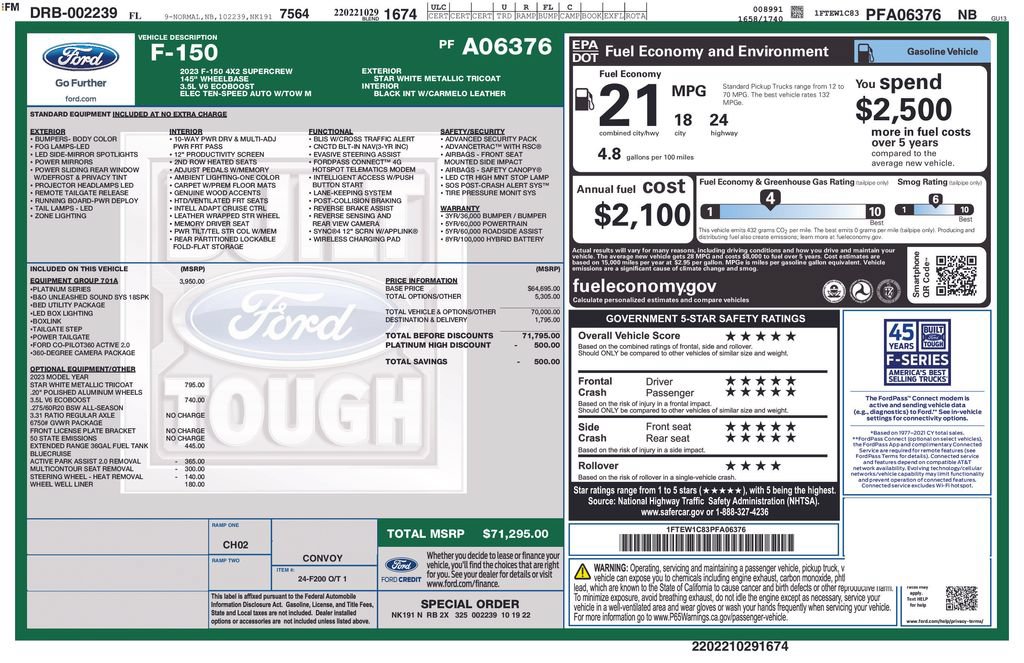 Used 2023 Ford F150 Platinum w/ Equipment Group 701A High RWD image 35