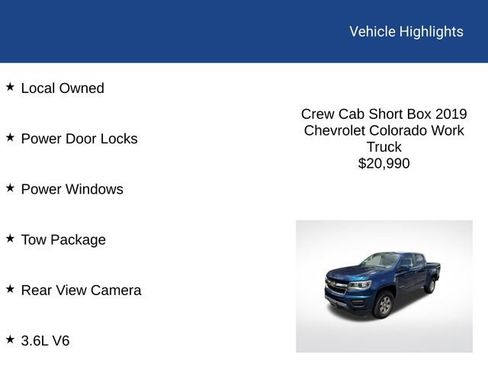 Used 2019 Chevrolet Colorado W/T w/ WT Convenience Package RWD image 2