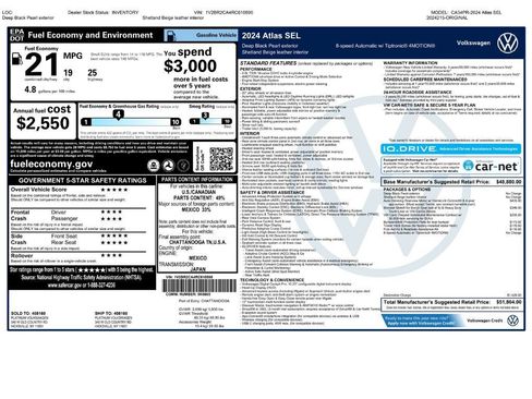 Used 2024 Volkswagen Atlas SEL AWD/4WD image 2