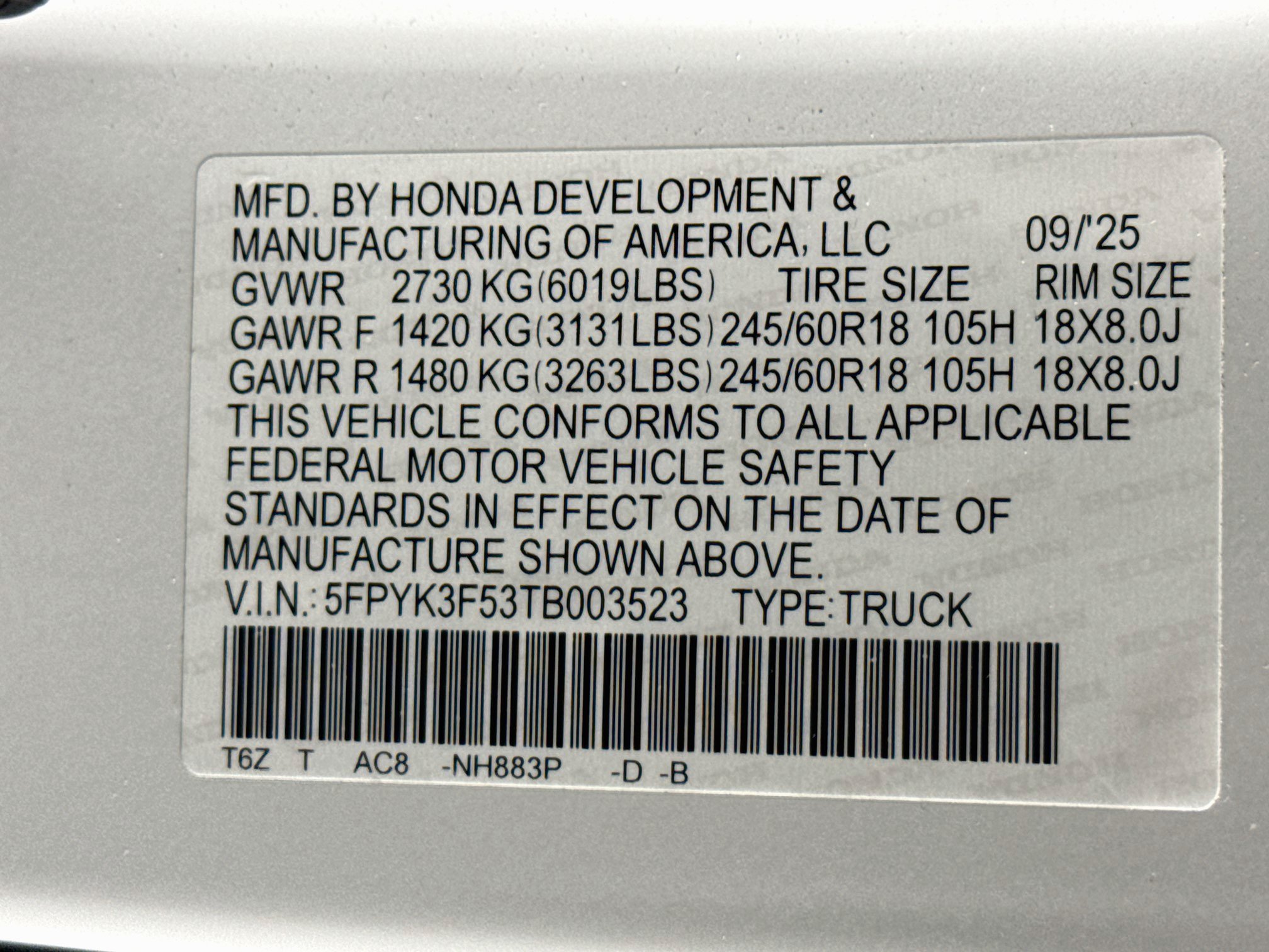 Certified 2026 Honda Ridgeline RTL image 38