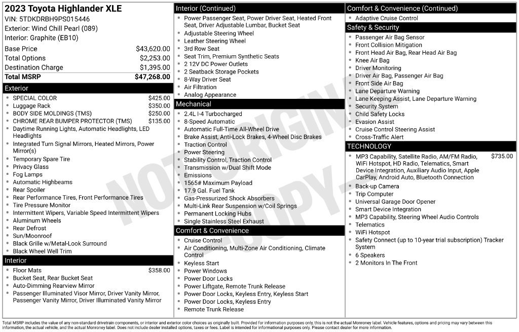 Used 2023 Toyota Highlander XLE AWD/4WD image 3