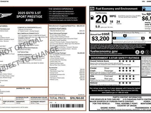 Used 2025 Genesis GV70 3.5T Sport w/ Sport Prestige Package image 2