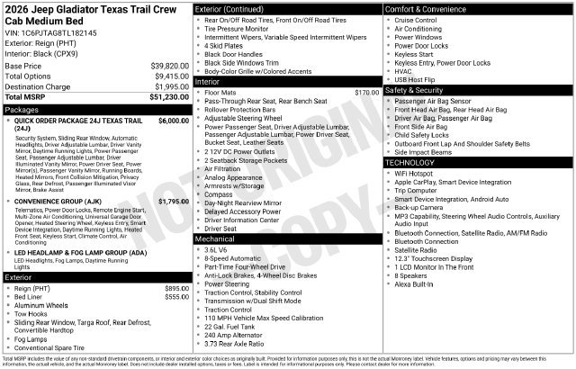 New 2026 Jeep Gladiator Sport AWD/4WD image 28