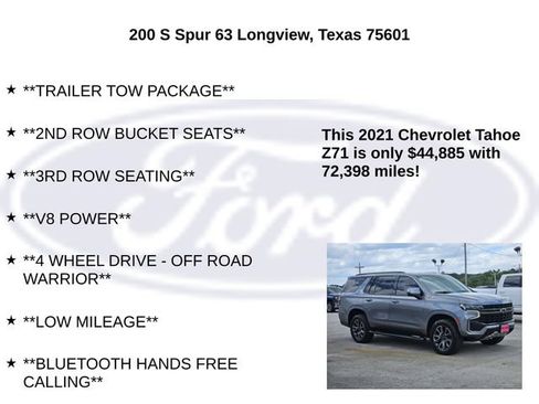 Used 2021 Chevrolet Tahoe Z71 w/ Z71 Off-Road Package AWD/4WD image 10