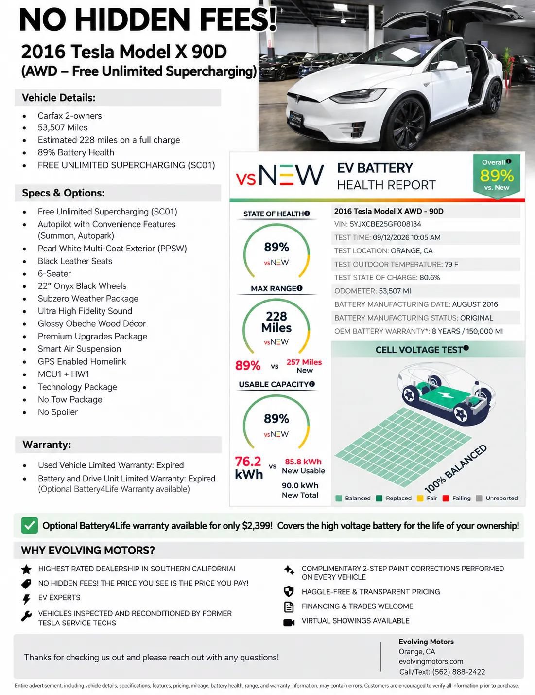 Used 2016 Tesla Model X 90D AWD/4WD image 2