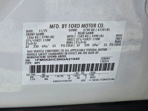 Used 2022 Ford Explorer Platinum w/ Equipment Group 601A image 53