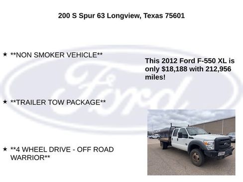 Used 2012 Ford F550 4x4 Crew Cab Super Duty w/ Payload Upgrade Pkg image 5