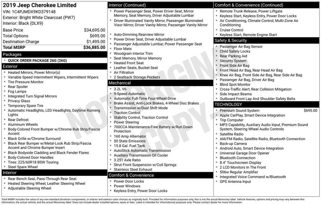 Used 2019 Jeep Cherokee Limited AWD/4WD image 8