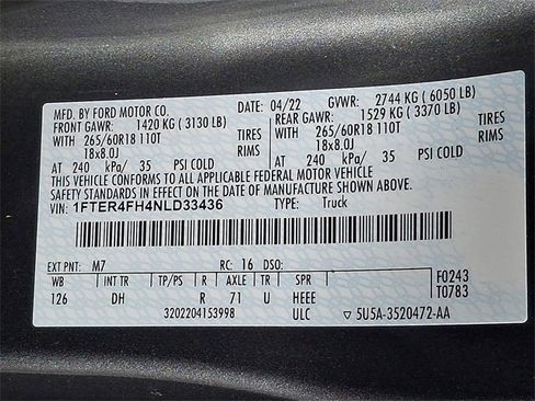 Used 2022 Ford Ranger Lariat w/ Equipment Group 501A High image 27