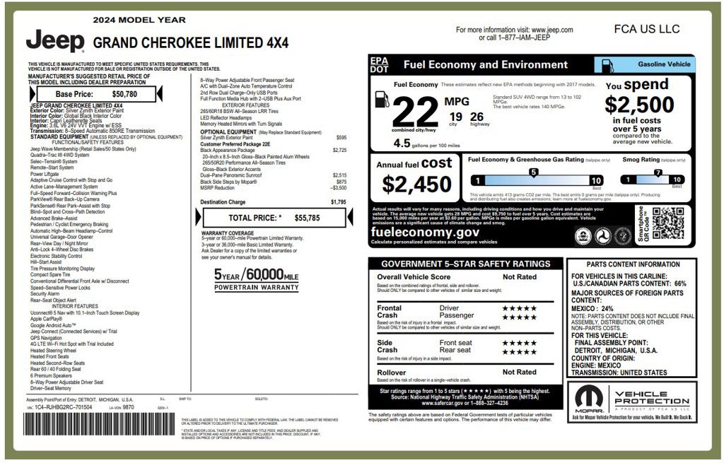 Used 2024 Jeep Grand Cherokee Limited w/ Black Appearance Package AWD/4WD image 4