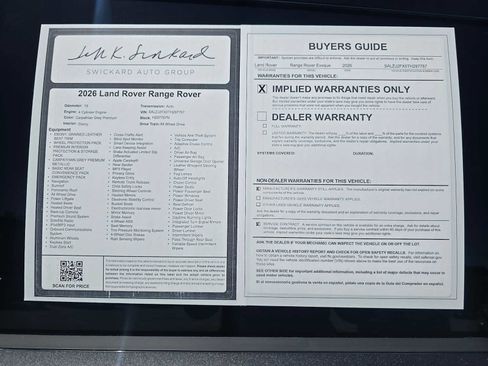 Certified 2026 Land Rover Range Rover Evoque S AWD/4WD image 17