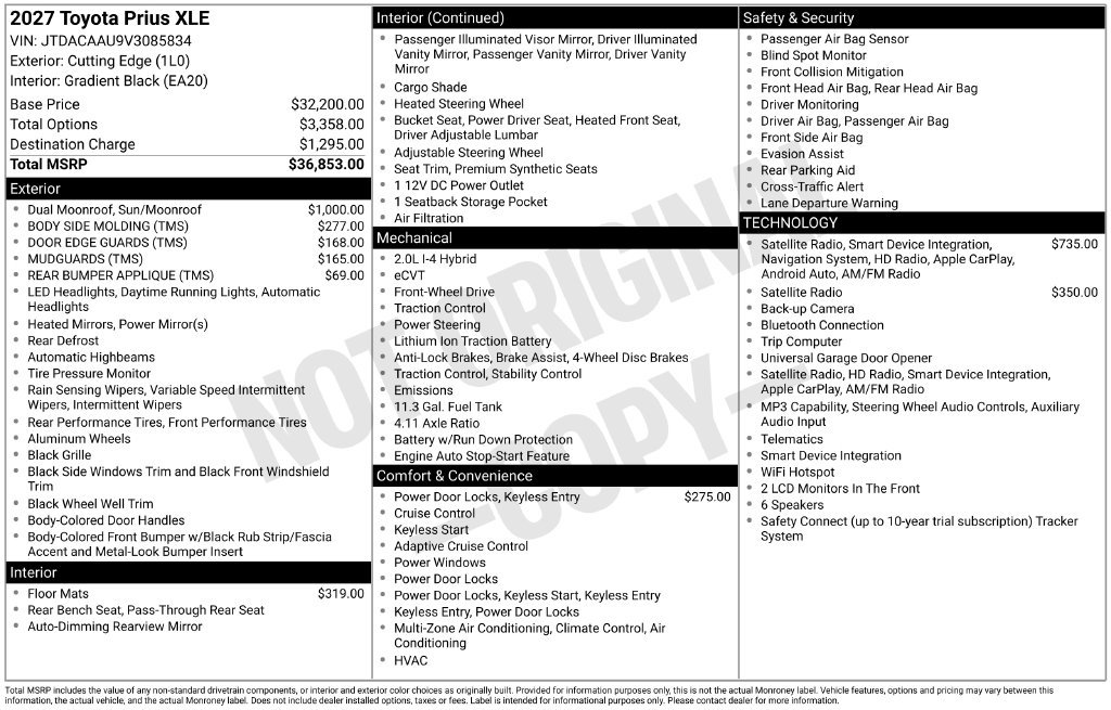 New 2027 Toyota Prius XLE FWD image 6