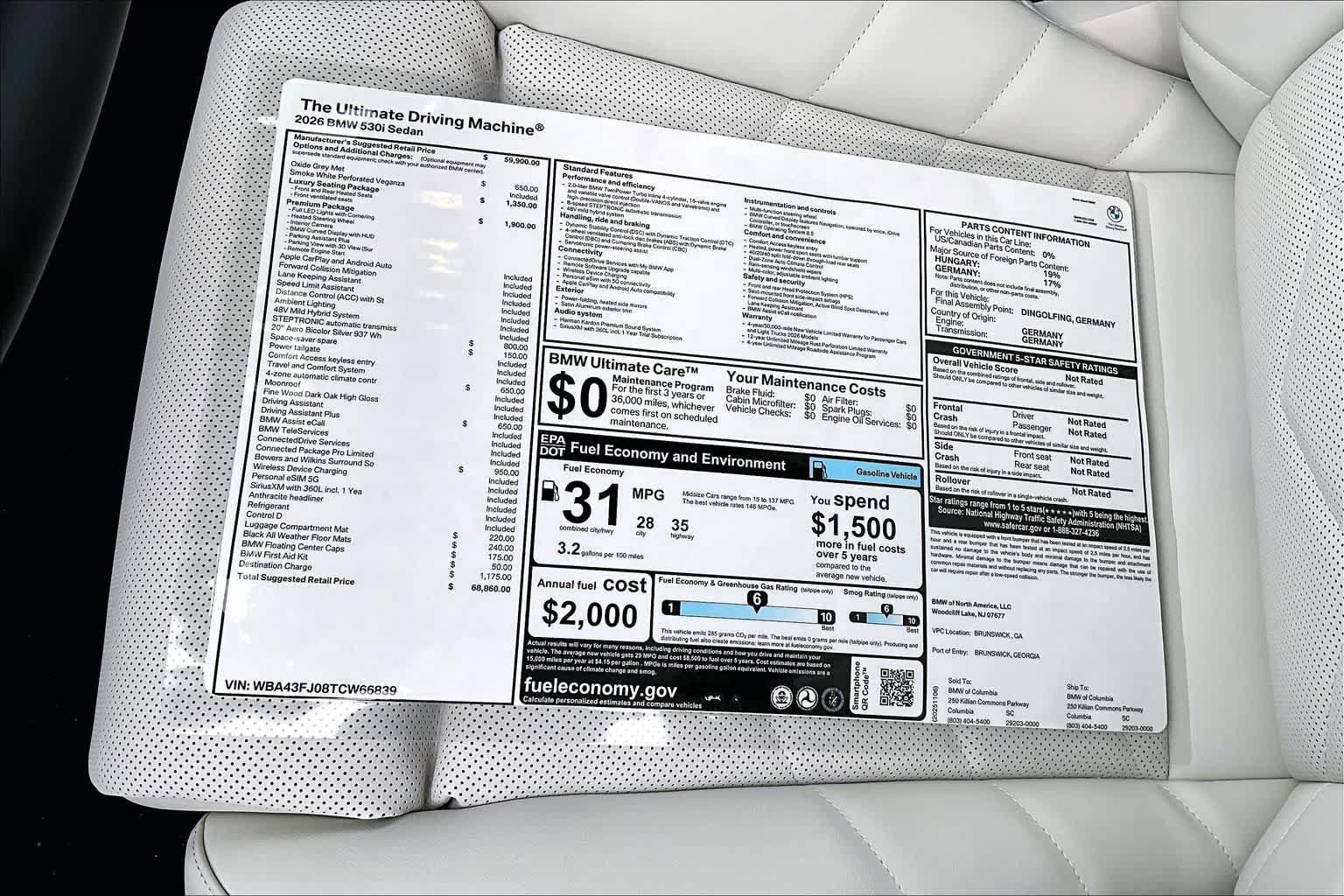 Used 2026 BMW 530i w/ Premium Package RWD image 19