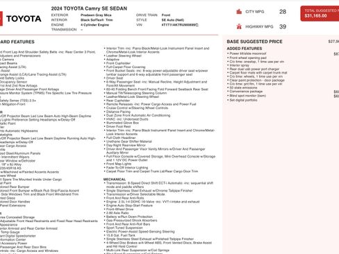 Used 2024 Toyota Camry SE w/ Convenience Package image 2