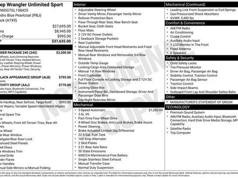 Used 2016 Jeep Wrangler Unlimited Sport w/ Quick Order Package 24S AWD/4WD image 2