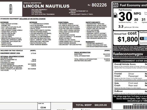 Used 2024 Lincoln Nautilus Premier w/ Equipment Group 102A image 2