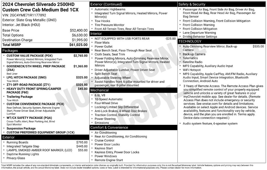 Certified 2024 Chevrolet Silverado 2500 Custom w/ Custom Value Package AWD/4WD image 33