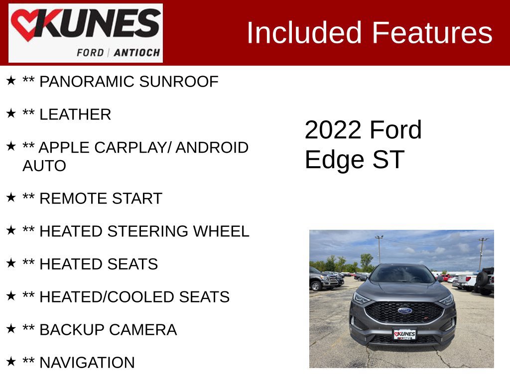 Certified 2022 Ford Edge ST w/ Equipment Group 401A AWD/4WD image 3