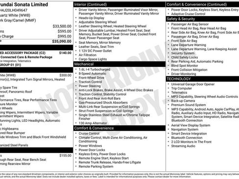 Used 2020 Hyundai Sonata Limited w/ Preferred Accessory Package FWD image 9