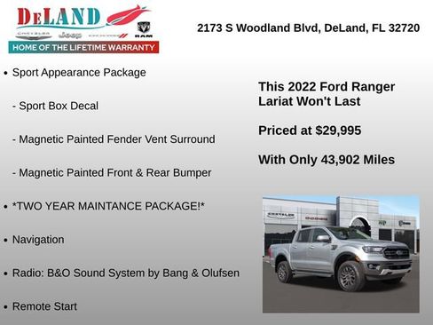 Used 2022 Ford Ranger Lariat w/ Equipment Group 501A High image 18