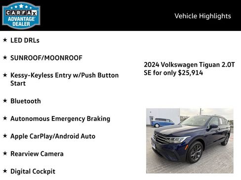 Certified 2024 Volkswagen Tiguan SE w/ Panoramic Sunroof Package AWD/4WD image 4
