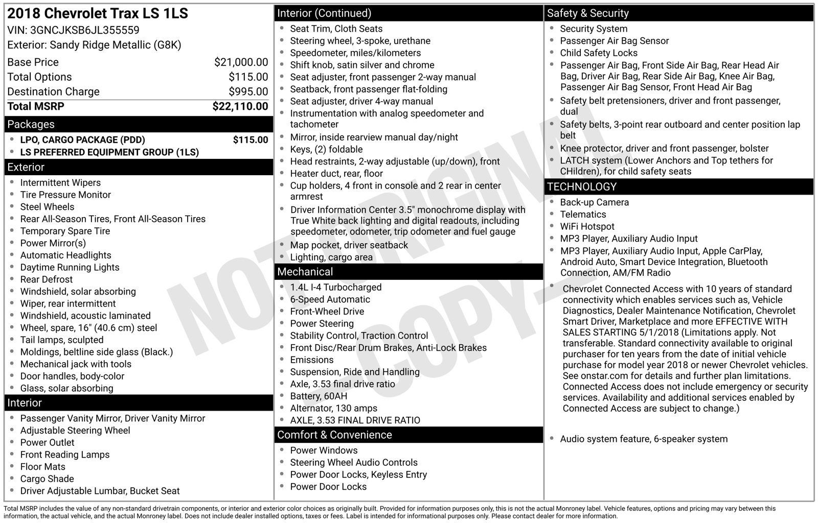 Used 2018 Chevrolet Trax LS w/ LPO, Cargo Package FWD image 28