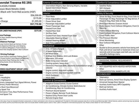 Used 2024 Chevrolet Traverse RS w/ LPO, Floor Liner Package image 2