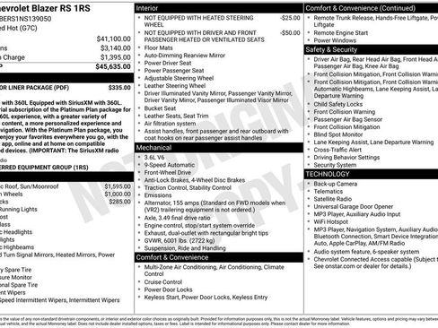 Used 2022 Chevrolet Blazer RS w/ LPO, Floor Liner Package FWD image 5