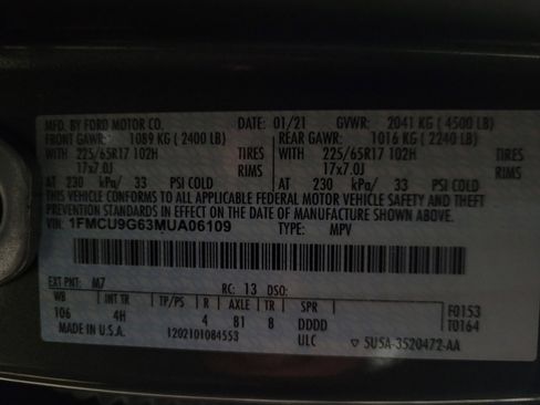 Used 2021 Ford Escape SE w/ Convenience Package image 33