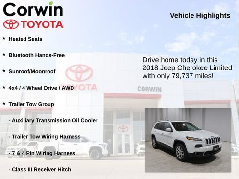 Used 2018 Jeep Cherokee Limited w/ Trailer Tow Group AWD/4WD image 7